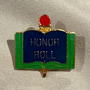 Pre-Owned Vintage “Honor Roll” Green Blue & Red Enamel Celebratory Metal Pin